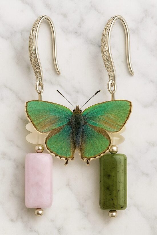 Dabīgo akmeņu auskari "Zaļā tauriņa kolekcija"